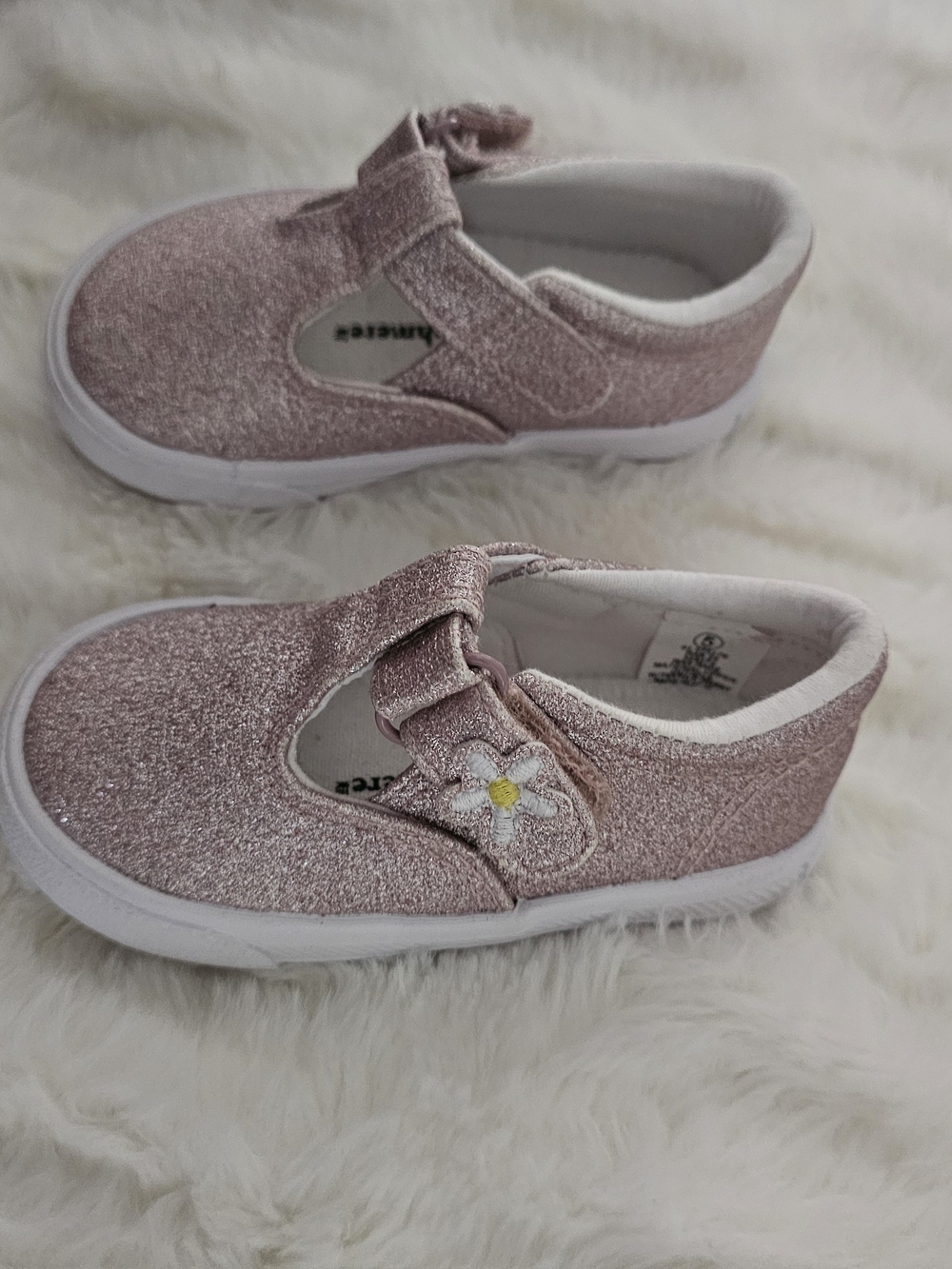 cupcakes & cashmere Pink Glitter Kids Mary Jane Sneakers with Flower Size 5